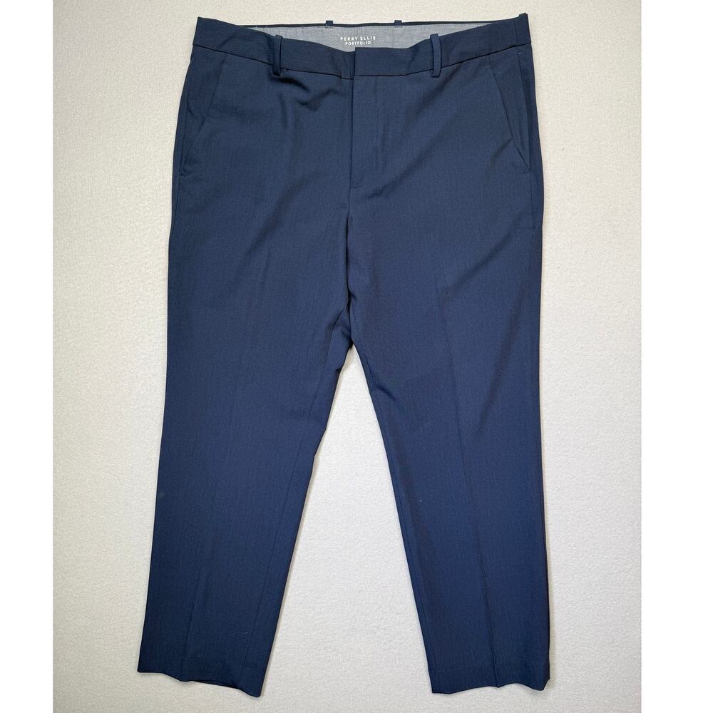 Perry Ellis Men's Slim-Fit Non Iron Stretch Dress Pants Total Eclipse 36x29 $95